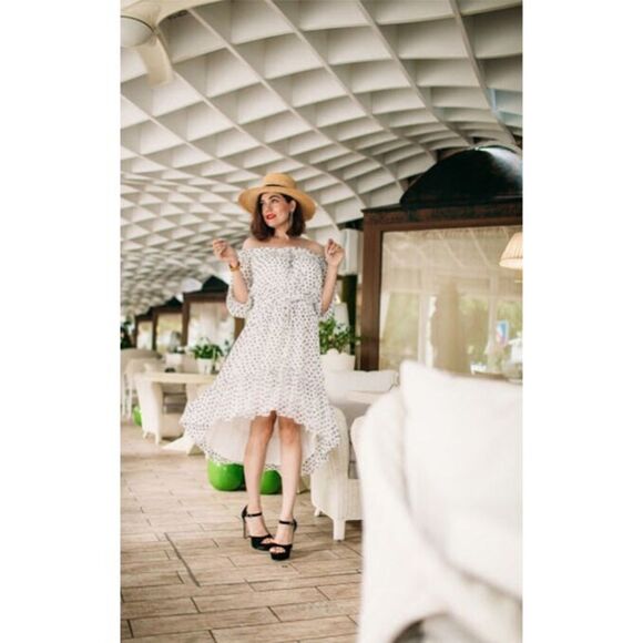 ✨Elasticized Off Shoulder  Dress Drawstring Waist✨ - Picture 1 of 7